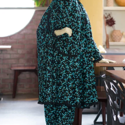 Khimar & Palazzo Set- Bluish Black