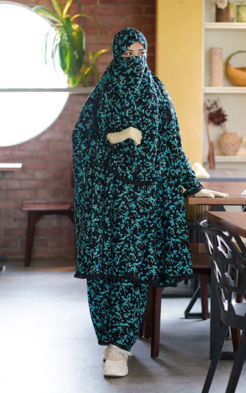 Khimar & Palazzo Set- Bluish Black - Image 1